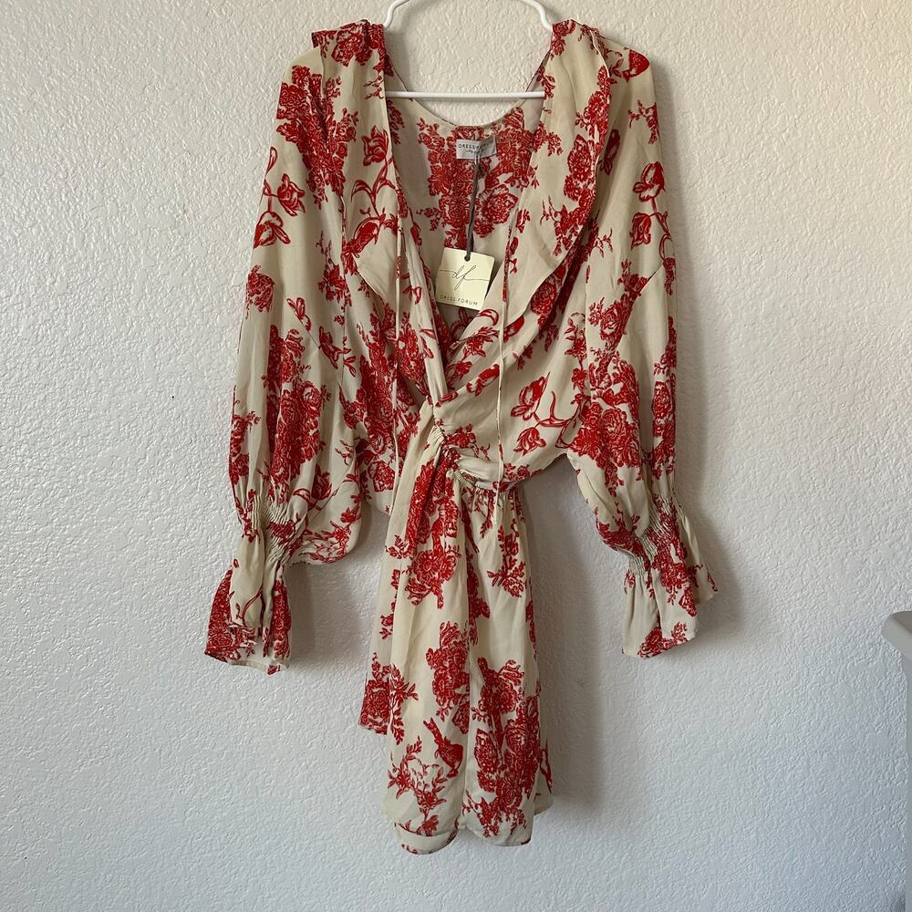 NWT Red and Cream Floral dress Size Small Dress Forum
